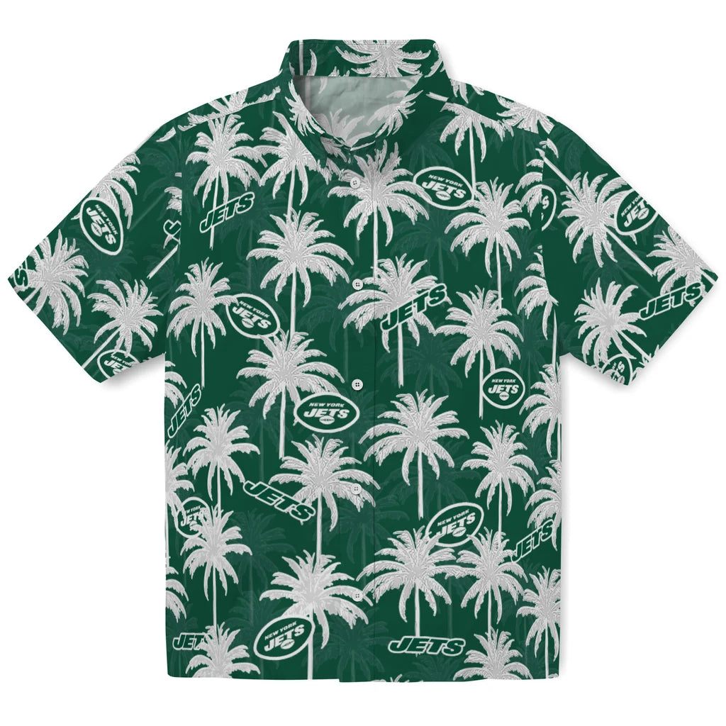 New York Jets Hawaiian Shirt - Palm Tree Motif | Moonbestprint
