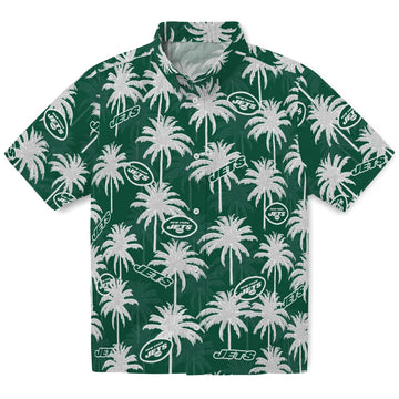New York Jets Hawaiian Shirt - Palm Tree Motif | Moonbestprint