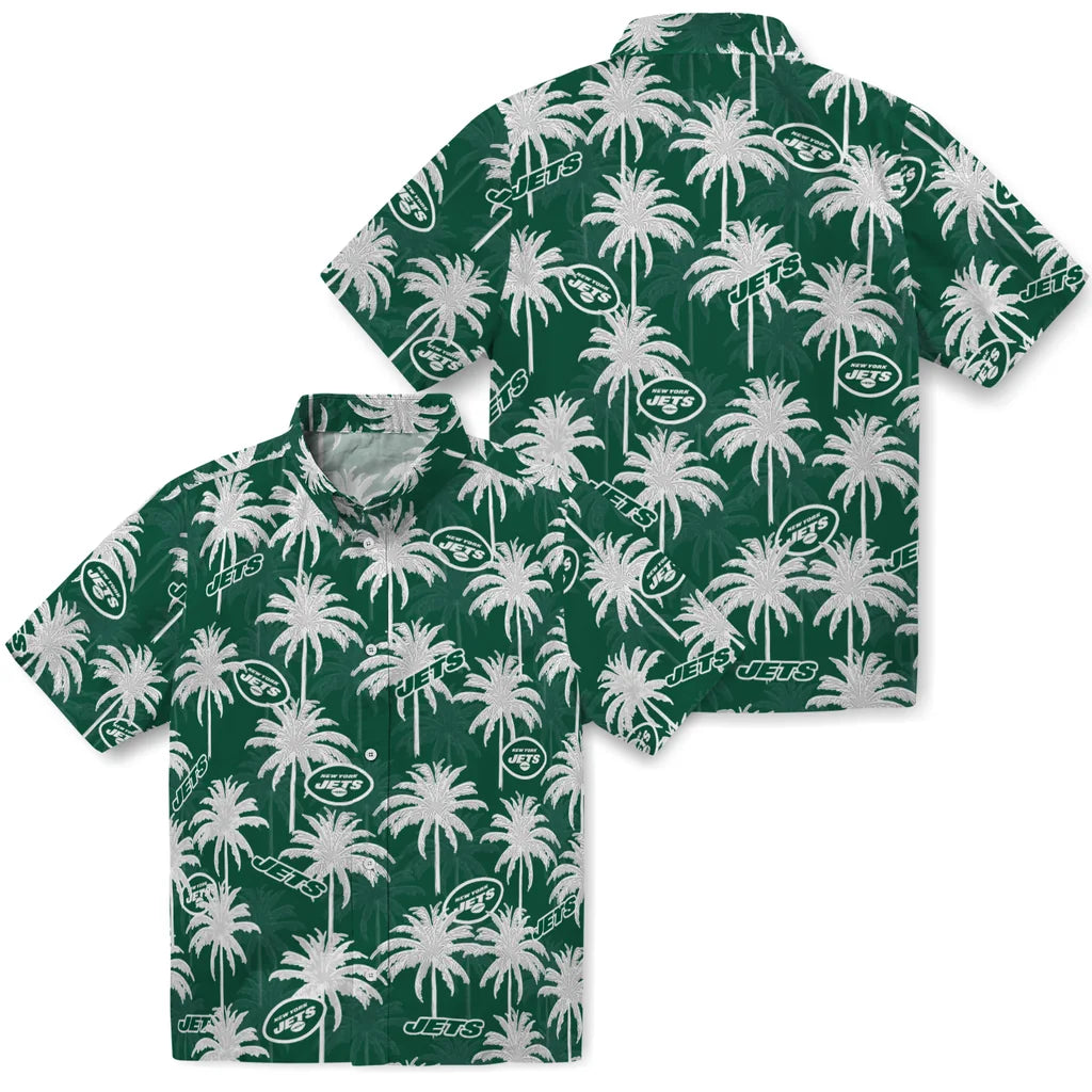 New York Jets Hawaiian Shirt - Palm Tree Motif | Moonbestprint