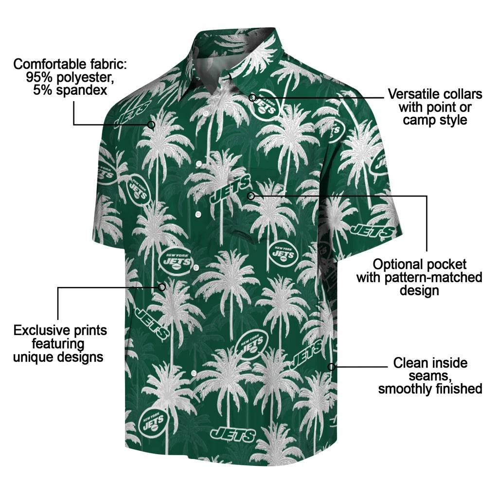New York Jets Hawaiian Shirt - Palm Tree Motif | Moonbestprint