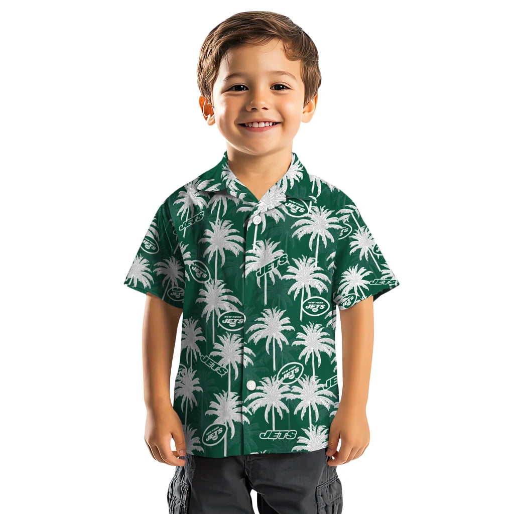 New York Jets Hawaiian Shirt - Palm Tree Motif | Moonbestprint