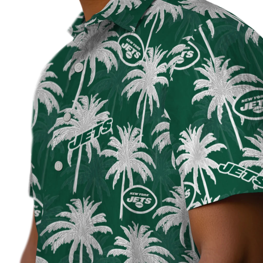 New York Jets Hawaiian Shirt - Palm Tree Motif | Moonbestprint