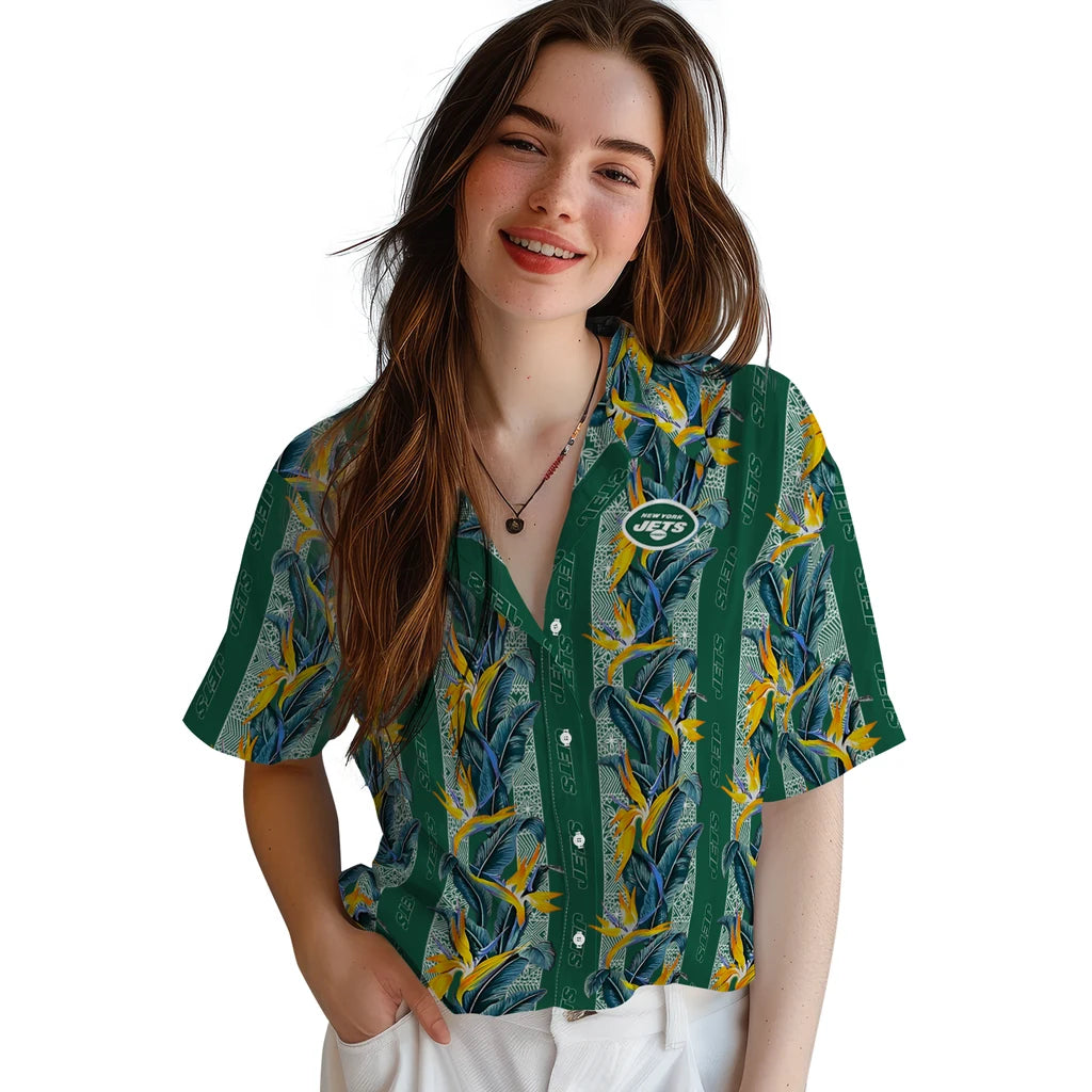 New York Jets Hawaiian Shirt - Paradise Vines | Moonbestprint