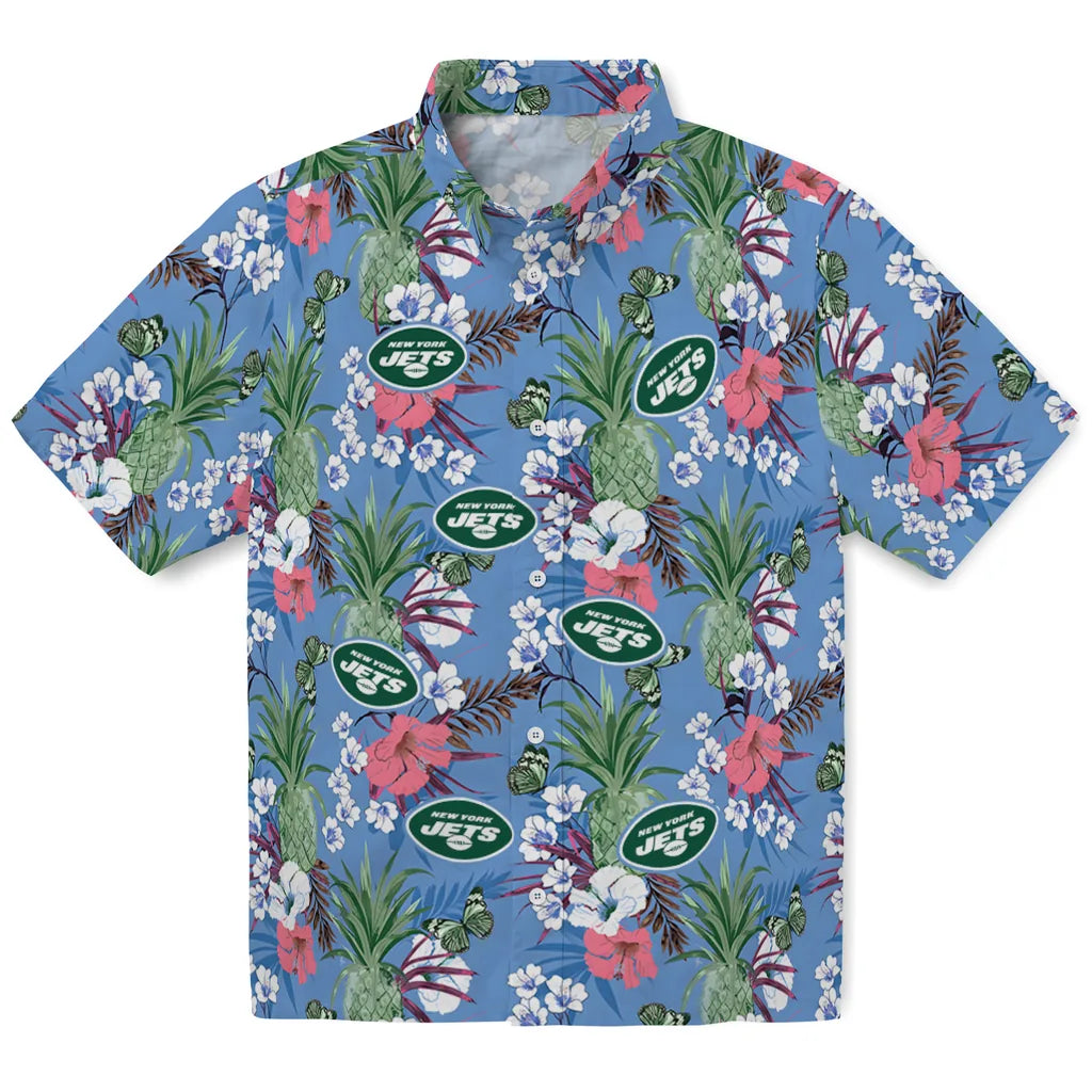New York Jets Hawaiian Shirt - Pineapple Bouquet | Moonbestprint