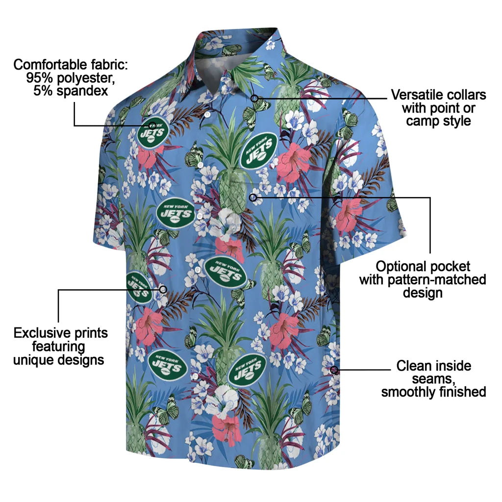 New York Jets Hawaiian Shirt - Pineapple Bouquet | Moonbestprint