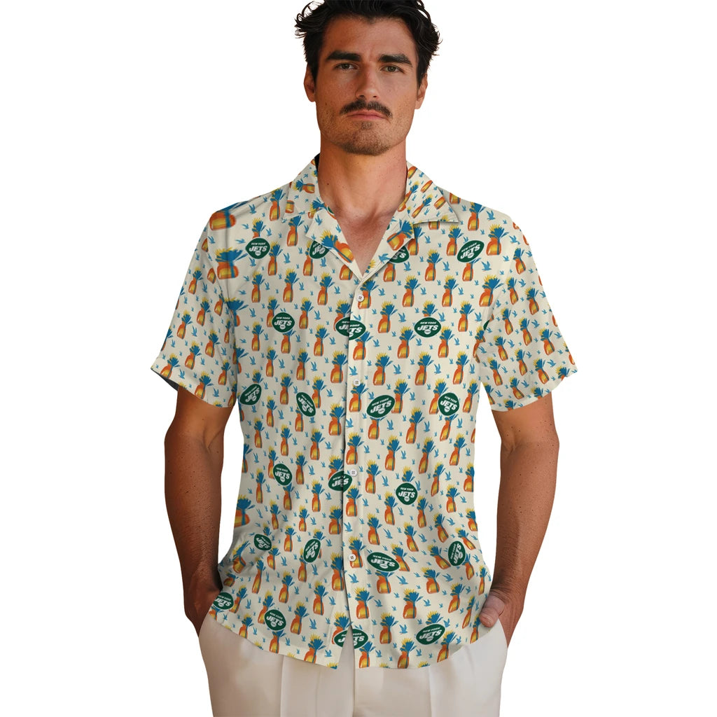 New York Jets Hawaiian Shirt - Pineapple Delight | Moonbestprint