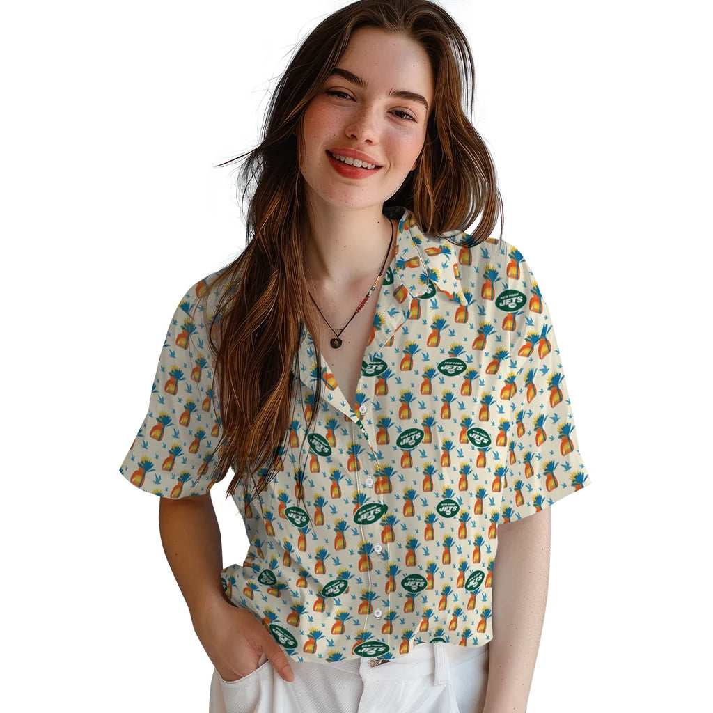New York Jets Hawaiian Shirt - Pineapple Delight | Moonbestprint