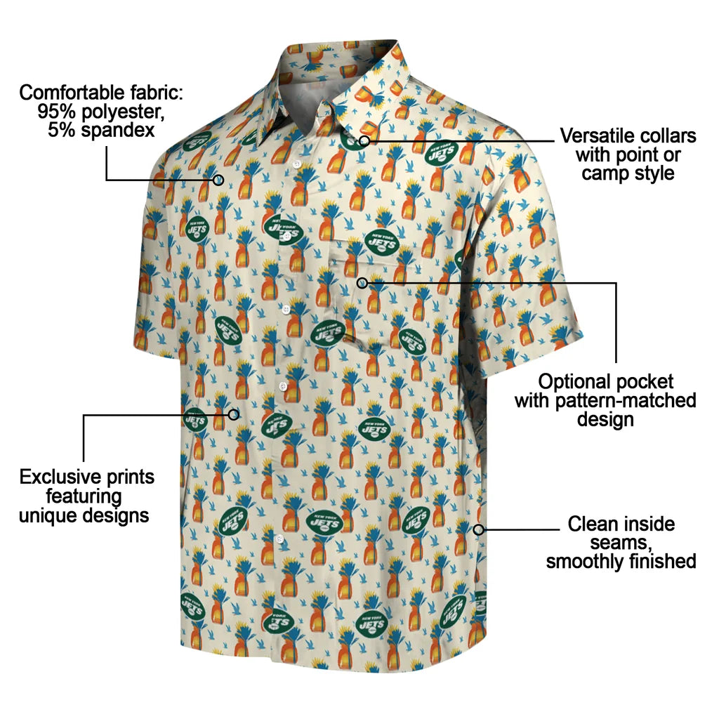 New York Jets Hawaiian Shirt - Pineapple Delight | Moonbestprint