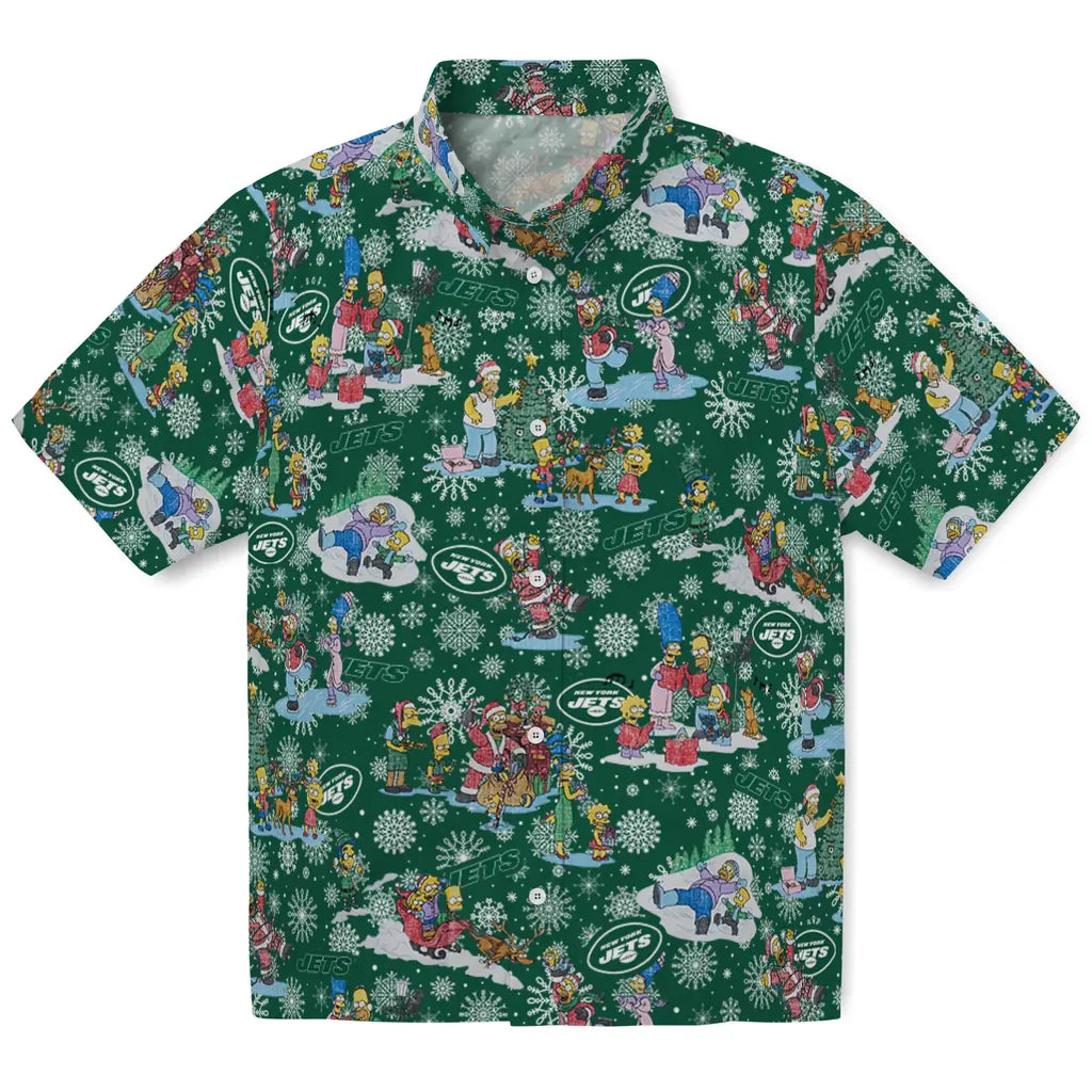 New York Jets Hawaiian Shirt - Simpsons Christmas | Moonbestprint
