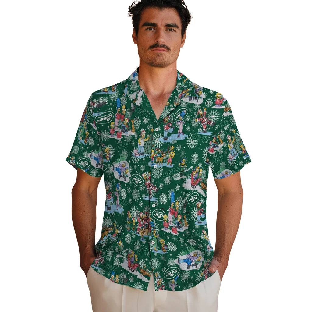 New York Jets Hawaiian Shirt - Simpsons Christmas | Moonbestprint