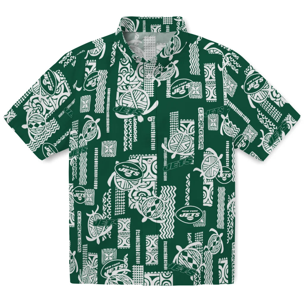 New York Jets Hawaiian Shirt - Turtle Lines | Moonbestprint