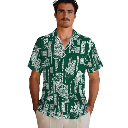 New York Jets Hawaiian Shirt - Turtle Lines | Moonbestprint