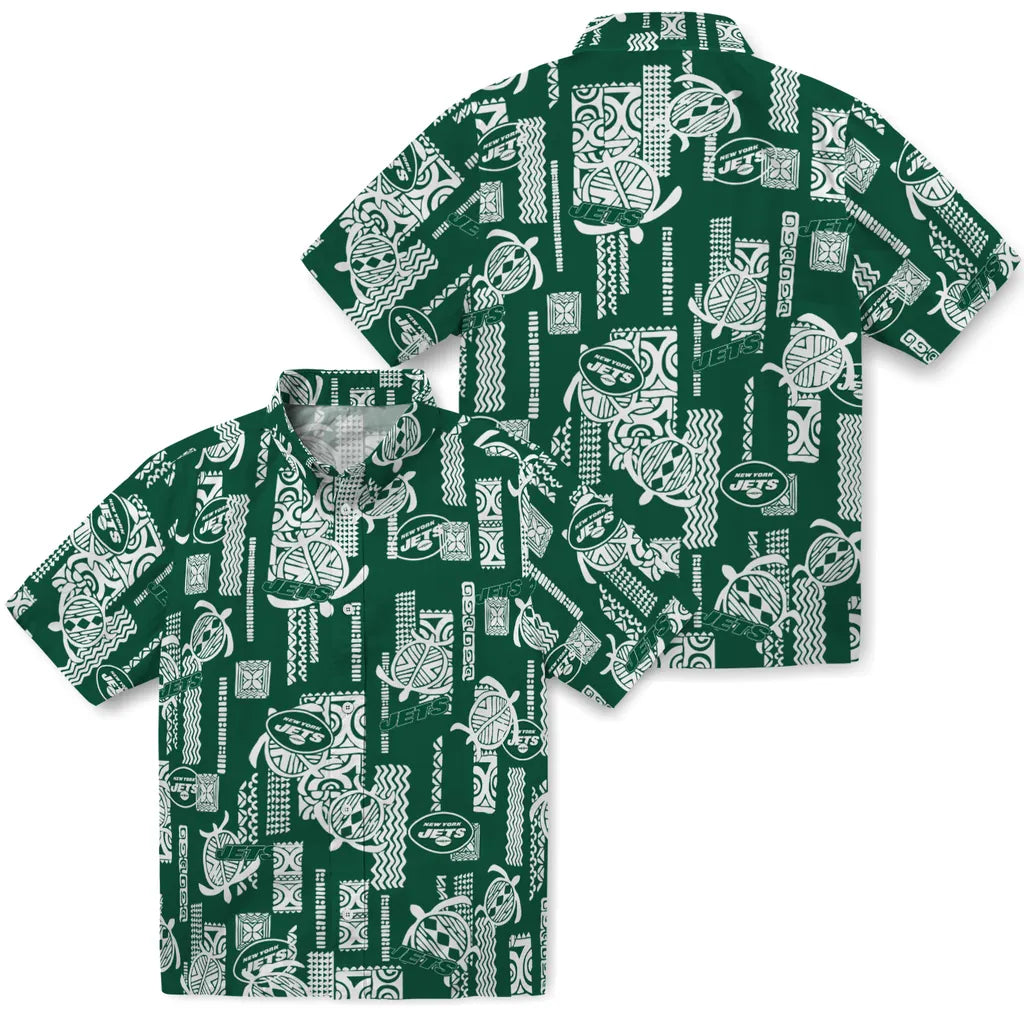 New York Jets Hawaiian Shirt - Turtle Lines | Moonbestprint