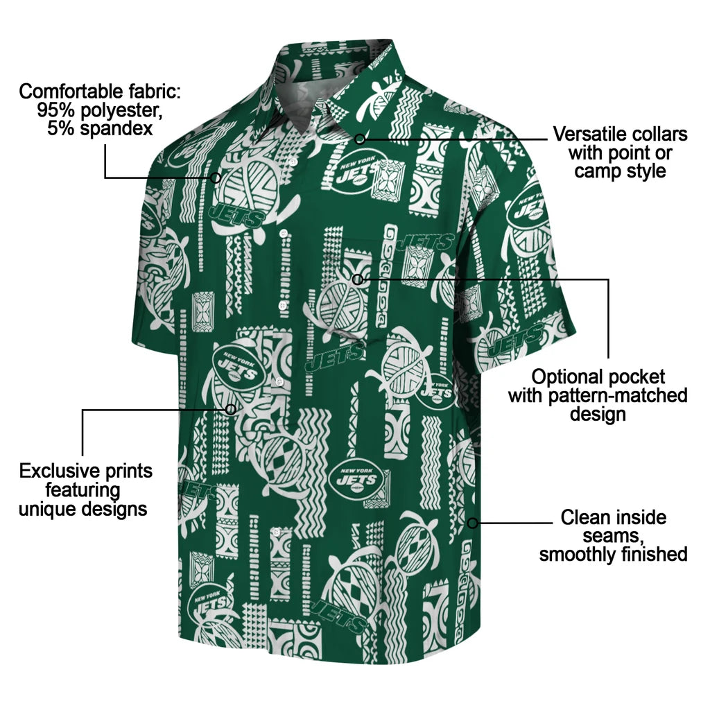 New York Jets Hawaiian Shirt - Turtle Lines | Moonbestprint