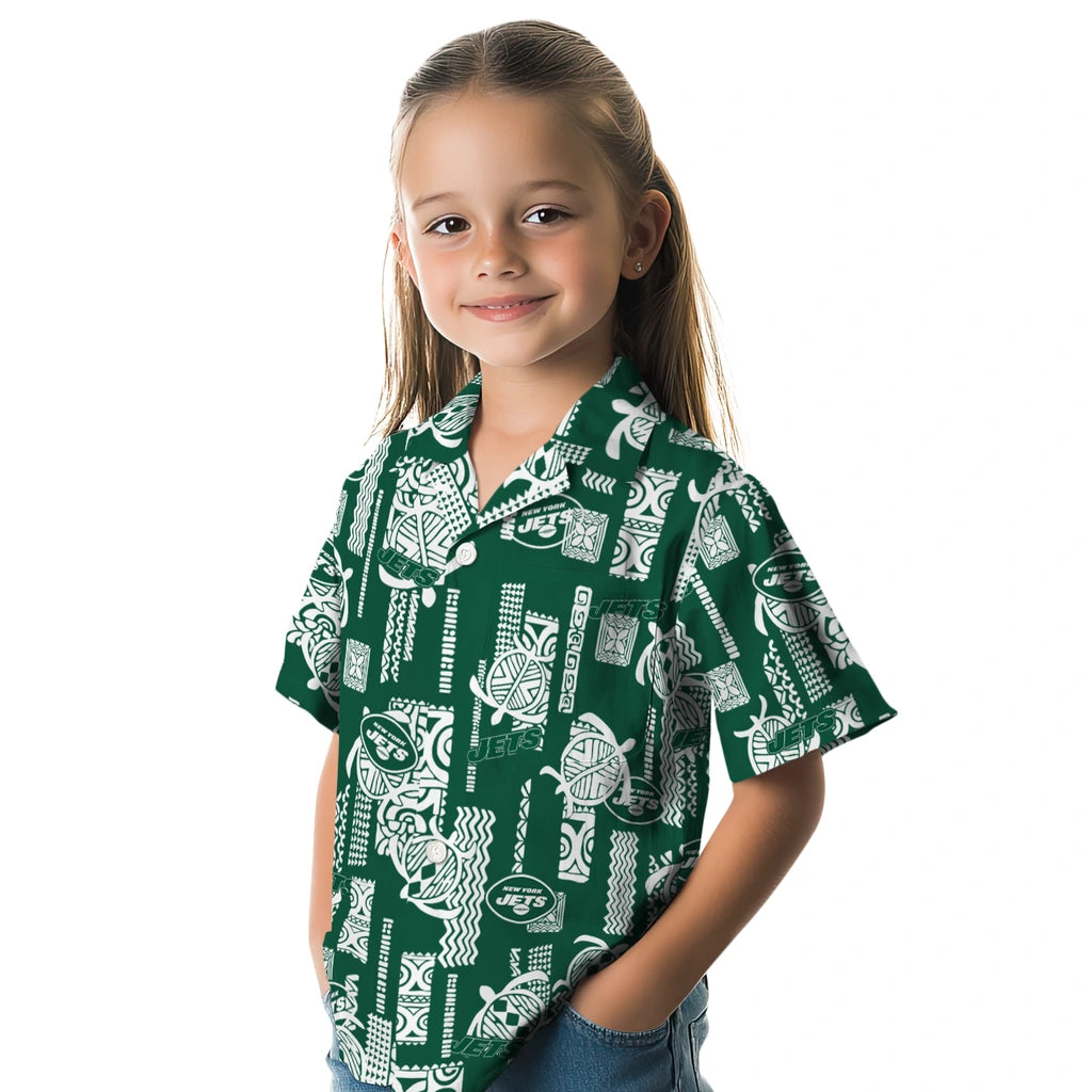 New York Jets Hawaiian Shirt - Turtle Lines | Moonbestprint