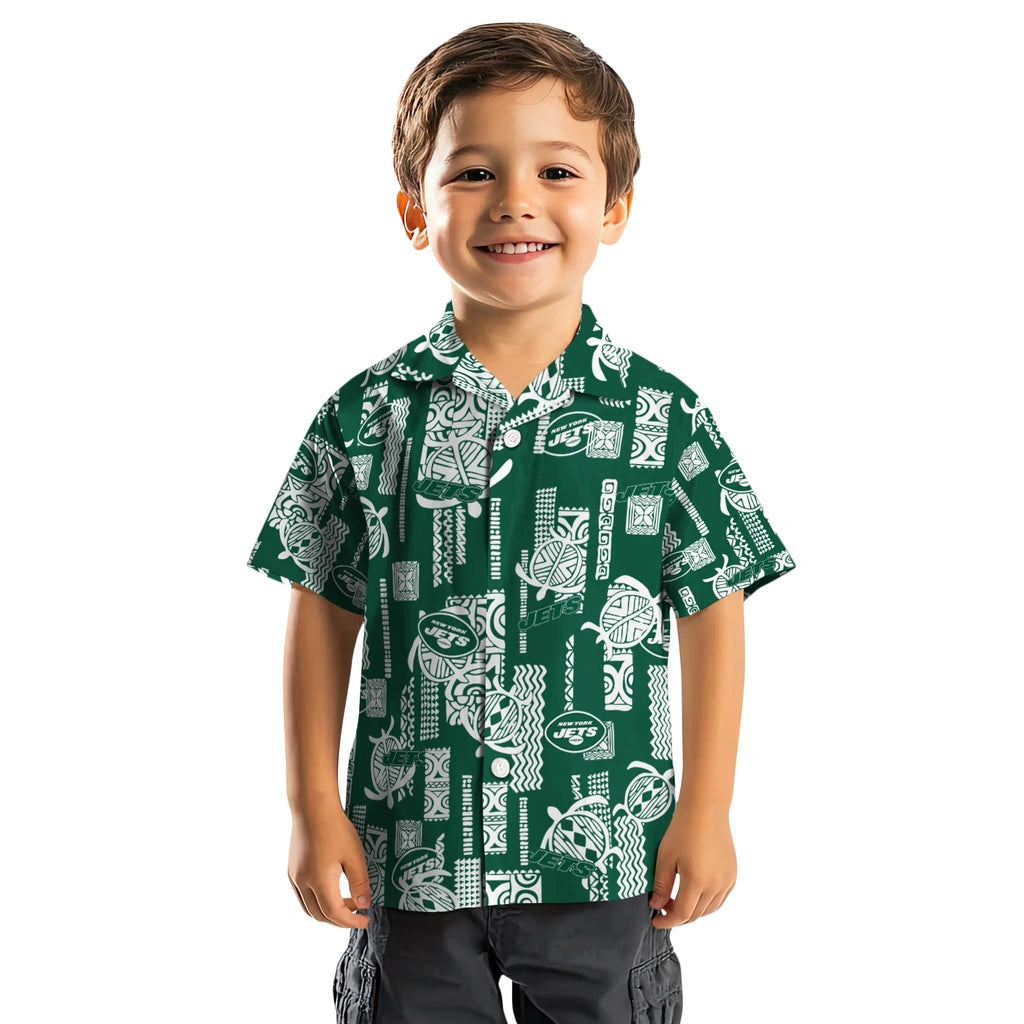 New York Jets Hawaiian Shirt - Turtle Lines | Moonbestprint