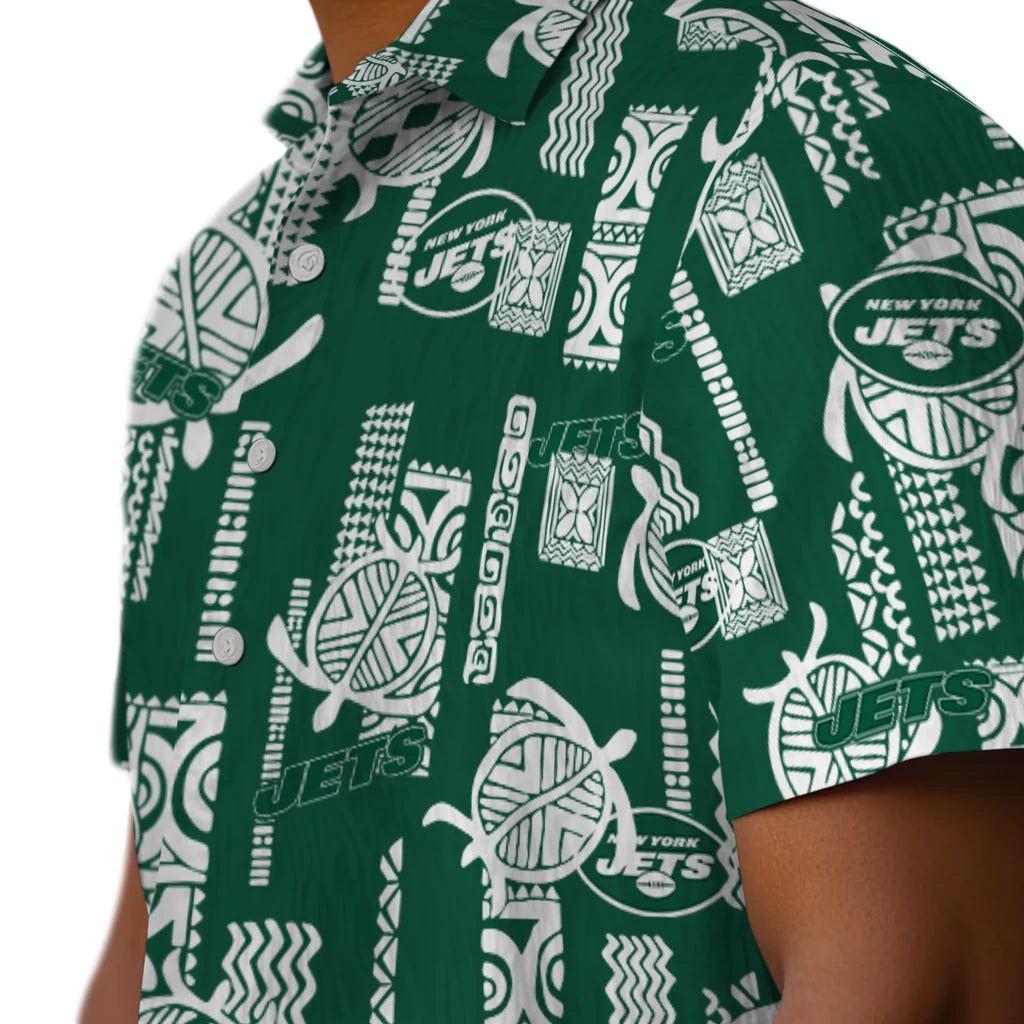 New York Jets Hawaiian Shirt - Turtle Lines | Moonbestprint