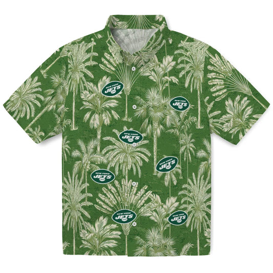 New York Jets Hawaiian Shirt - Vintage Palm Tree | Moonbestprint