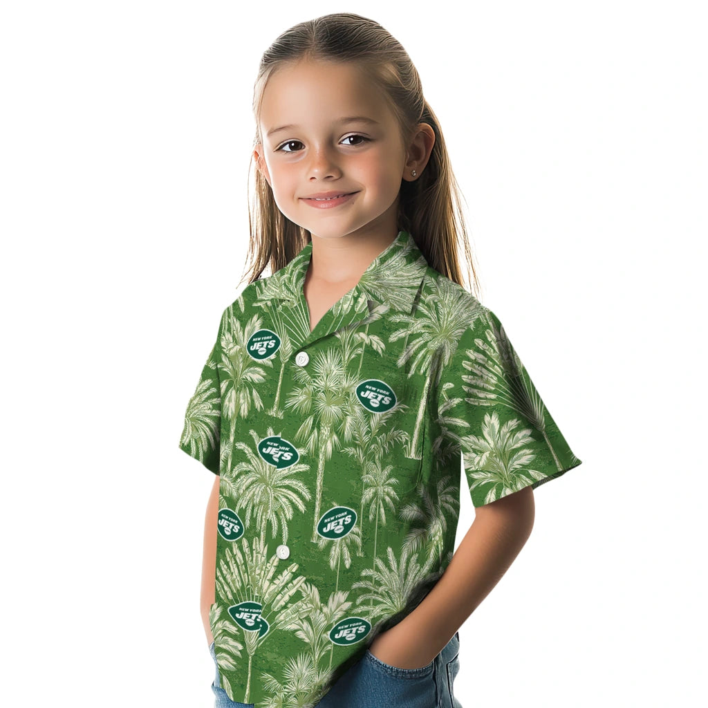 New York Jets Hawaiian Shirt - Vintage Palm Tree | Moonbestprint