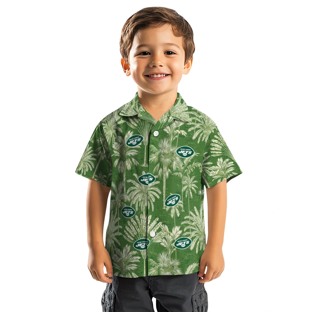 New York Jets Hawaiian Shirt - Vintage Palm Tree | Moonbestprint