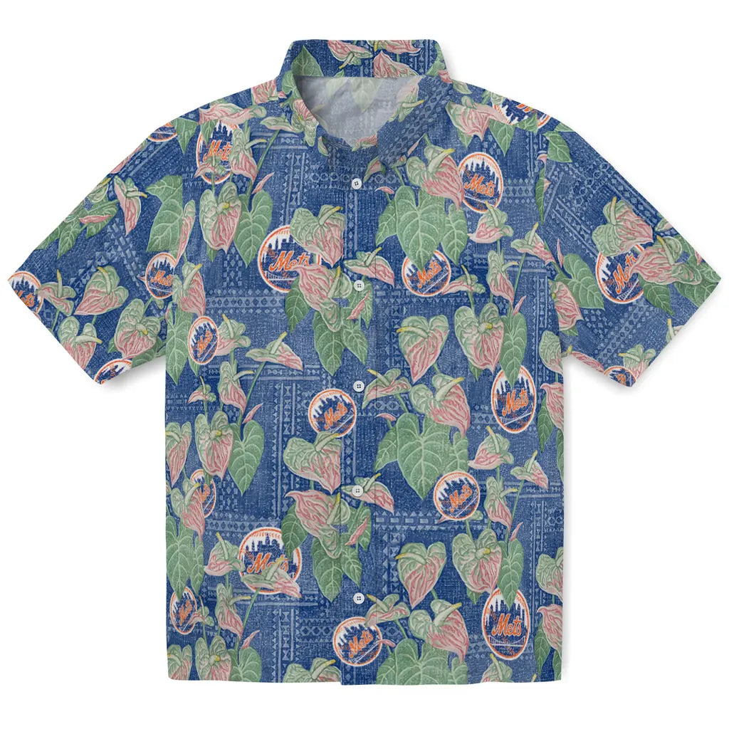 New York Mets Hawaiian Shirt - Anthurium Overlay | Moonbestprint
