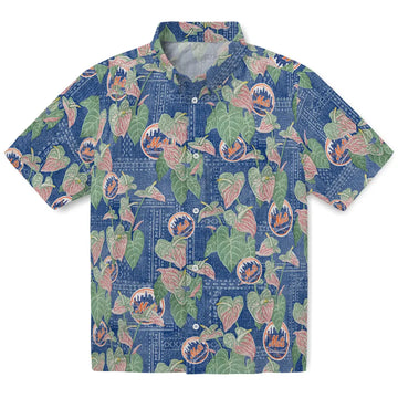 New York Mets Hawaiian Shirt - Anthurium Overlay | Moonbestprint