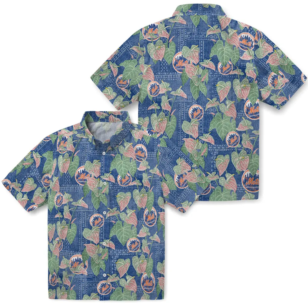 New York Mets Hawaiian Shirt - Anthurium Overlay | Moonbestprint