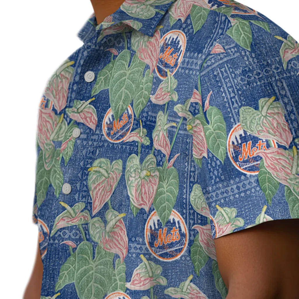 New York Mets Hawaiian Shirt - Anthurium Overlay | Moonbestprint