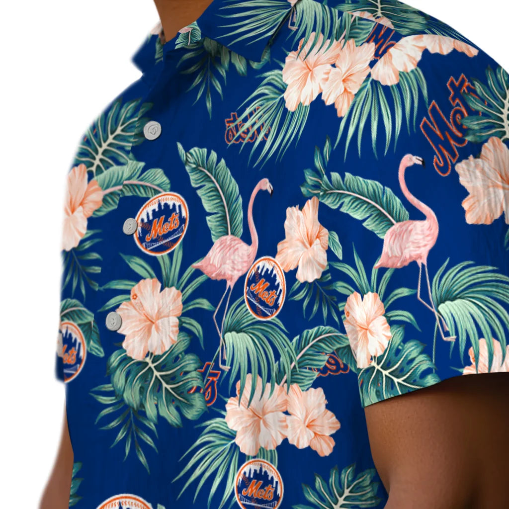 New York Mets Hawaiian Shirt - Flamingo and Hibiscus | Moonbestprint