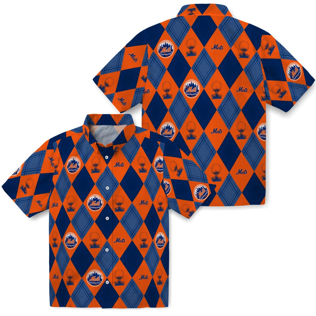 New York Mets Hawaiian Shirt - Golfing Plaid | Moonbestprint
