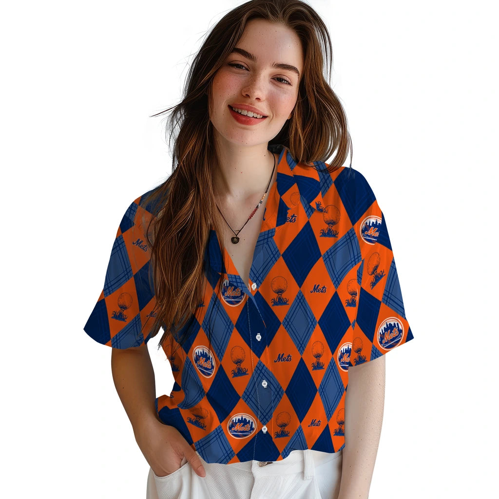 New York Mets Hawaiian Shirt - Golfing Plaid | Moonbestprint