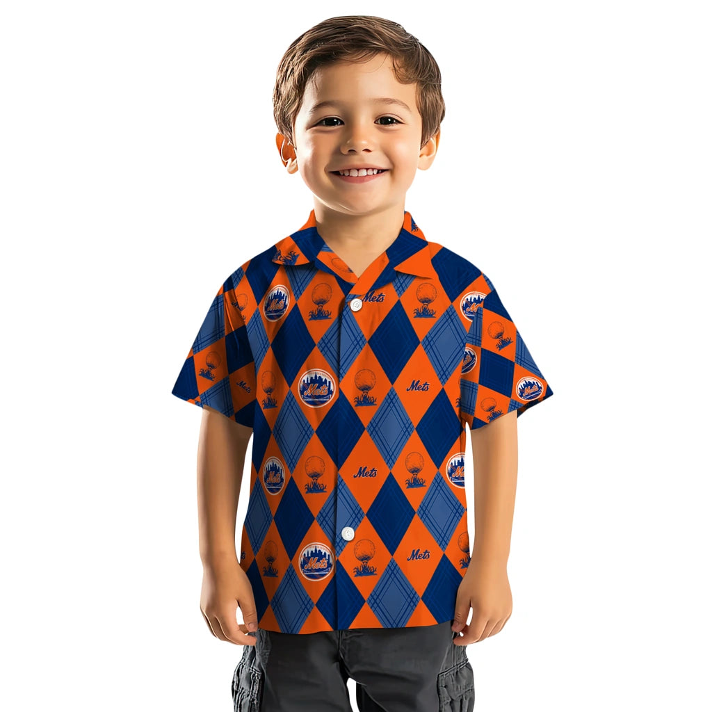 New York Mets Hawaiian Shirt - Golfing Plaid | Moonbestprint