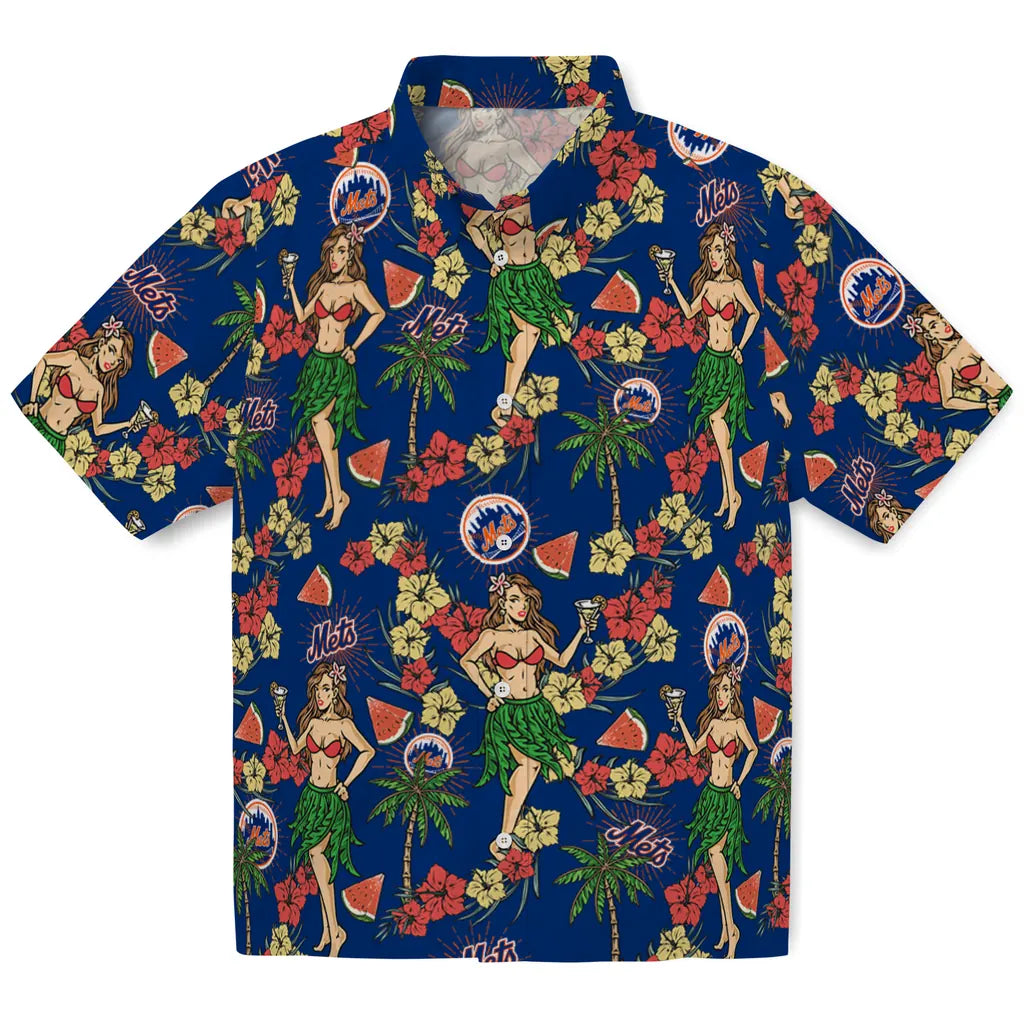 New York Mets Hawaiian Shirt - Hawaiian Girls Design | Moonbestprint