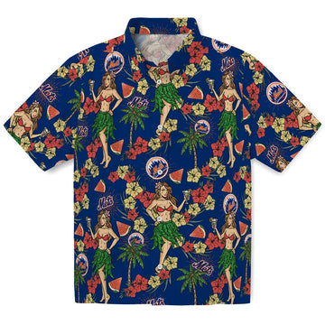 New York Mets Hawaiian Shirt - Hawaiian Girls Design | Moonbestprint