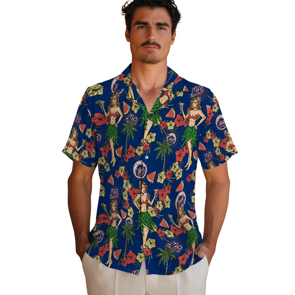 New York Mets Hawaiian Shirt - Hawaiian Girls Design | Moonbestprint