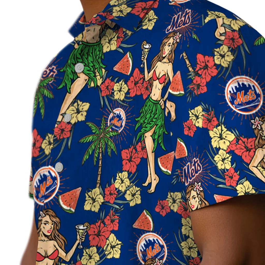 New York Mets Hawaiian Shirt - Hawaiian Girls Design | Moonbestprint
