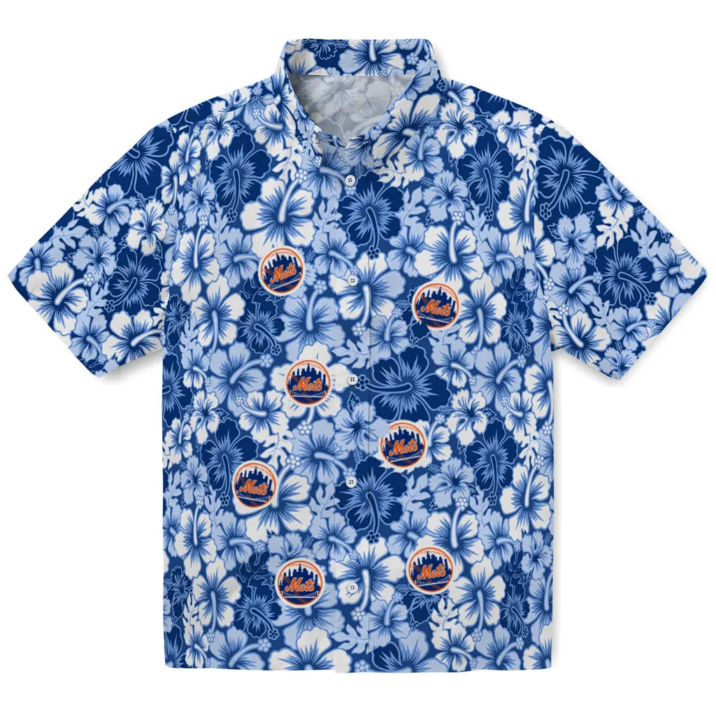 New York Mets Hawaiian Shirt - Hibiscus Blooms | Moonbestprint