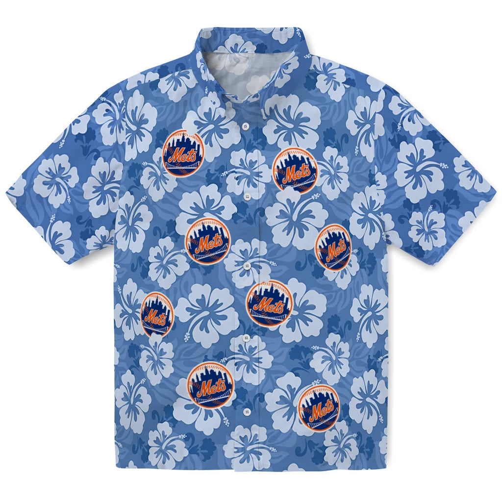 New York Mets Hawaiian Shirt - Hibiscus Cluster | Moonbestprint