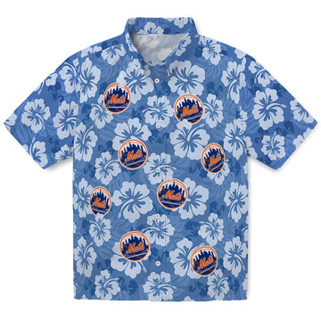 New York Mets Hawaiian Shirt - Hibiscus Cluster | Moonbestprint