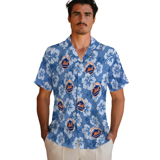 New York Mets Hawaiian Shirt - Hibiscus Cluster | Moonbestprint