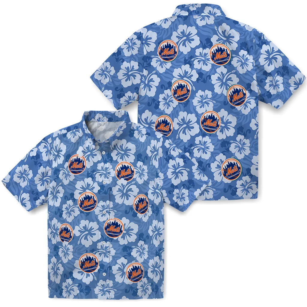 New York Mets Hawaiian Shirt - Hibiscus Cluster | Moonbestprint