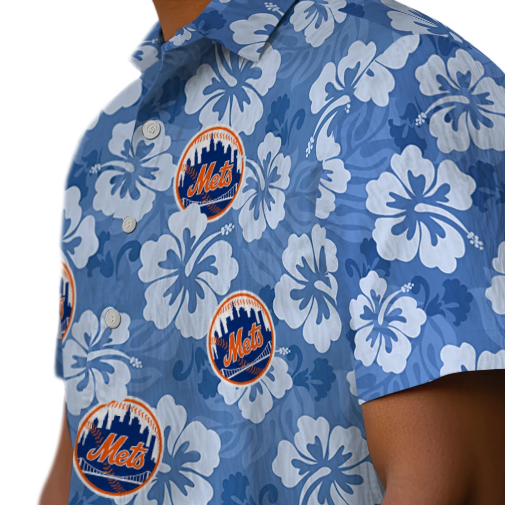 New York Mets Hawaiian Shirt - Hibiscus Cluster | Moonbestprint