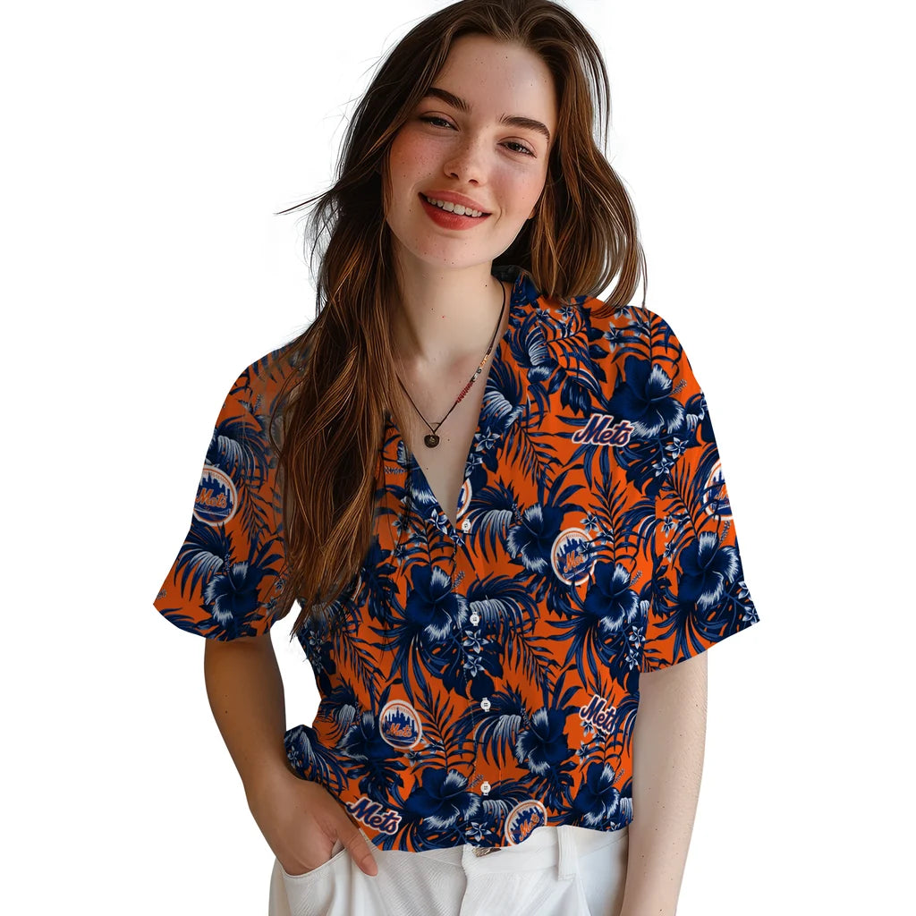 New York Mets Hawaiian Shirt - Hibiscus Exotic | Moonbestprint