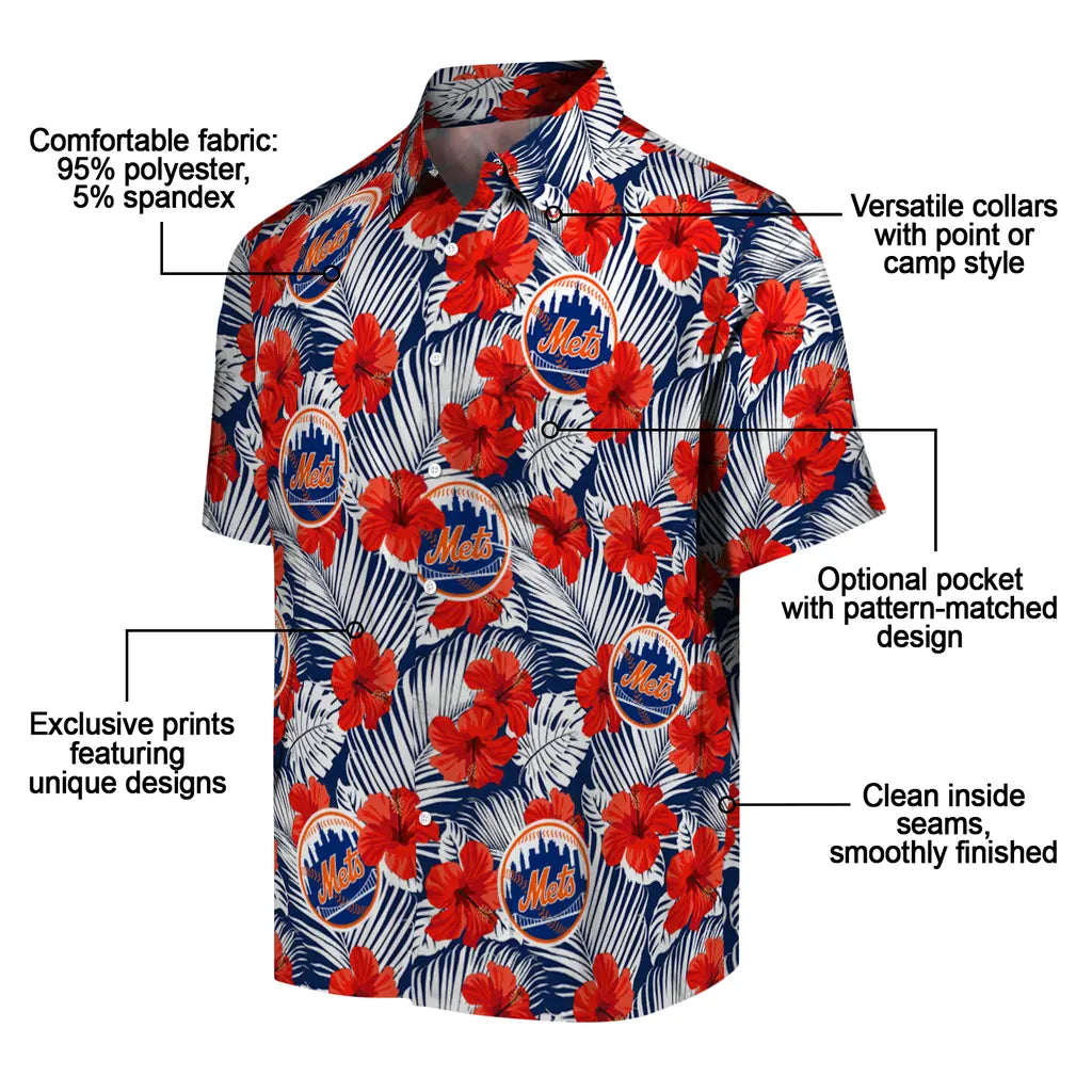 New York Mets Hawaiian Shirt - Hibiscus Fiesta | Moonbestprint