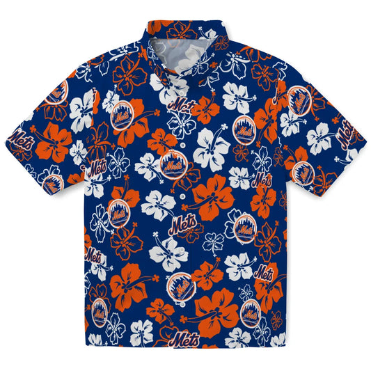 New York Mets Hawaiian Shirt - Hibiscus Flower Design | Moonbestprint