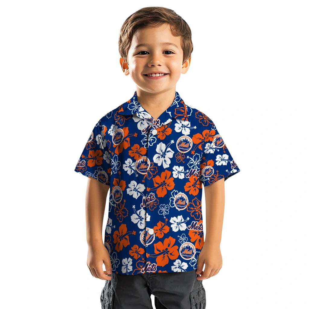 New York Mets Hawaiian Shirt - Hibiscus Flower Design | Moonbestprint