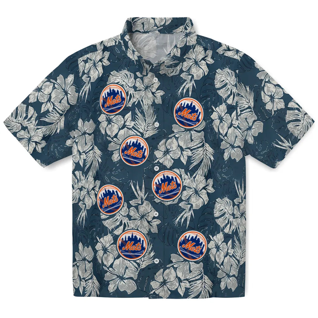 New York Mets Hawaiian Shirt - Hibiscus Flowers | Moonbestprint