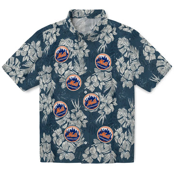 New York Mets Hawaiian Shirt - Hibiscus Flowers | Moonbestprint