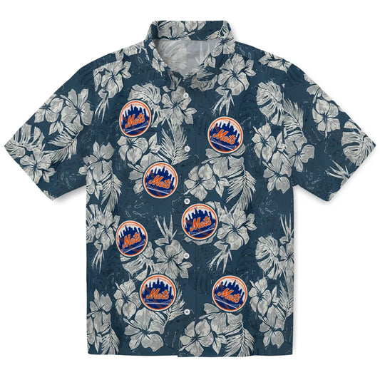 New York Mets Hawaiian Shirt - Hibiscus Flowers | Moonbestprint