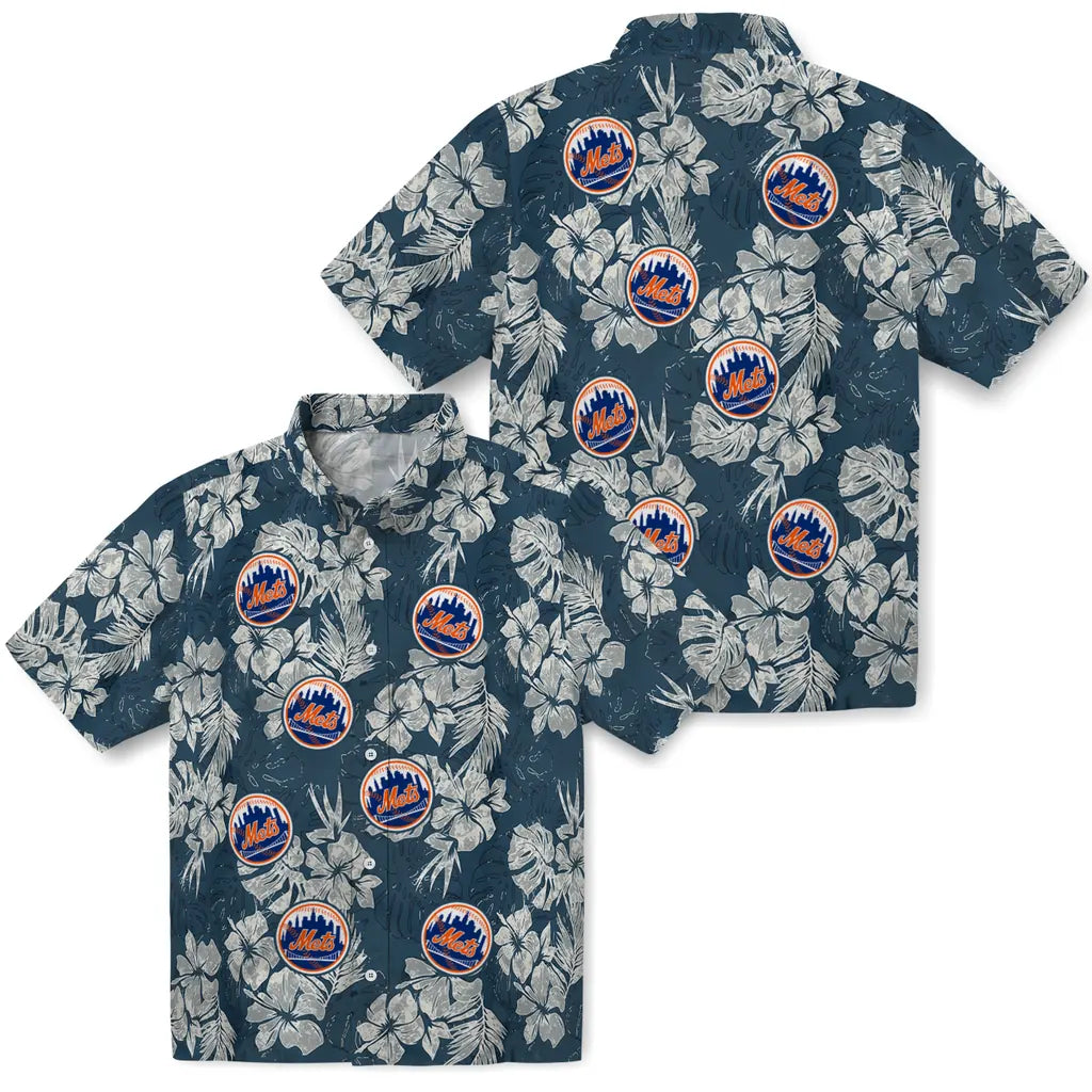 New York Mets Hawaiian Shirt - Hibiscus Flowers | Moonbestprint